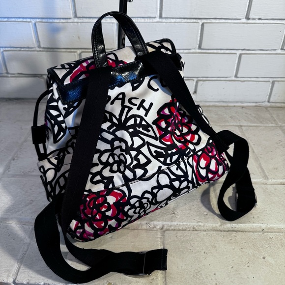 COACH Poppy Daisy Floral Graffiti Black White Backpack Bag F16582 Rare - Picture 6 of 13